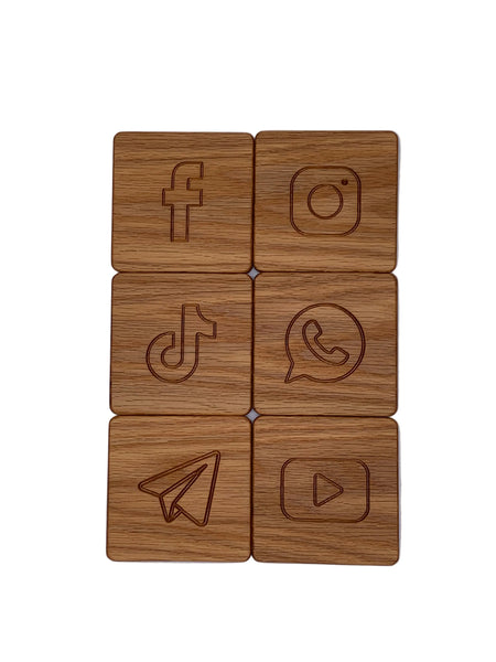 Social Media Coasters (Single,Sets of 4 & 6, Customizable)