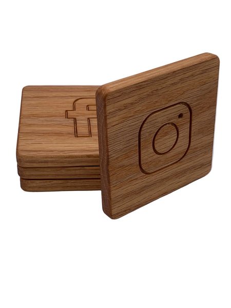 Social Media Coasters (Single,Sets of 4 & 6, Customizable)