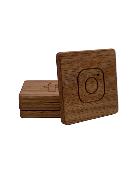 Social Media Coasters (Single,Sets of 4 & 6, Customizable)