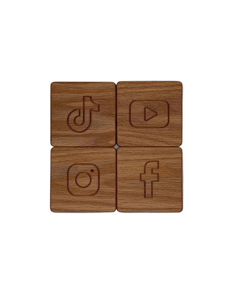 Social Media Coasters (Single,Sets of 4 & 6, Customizable)